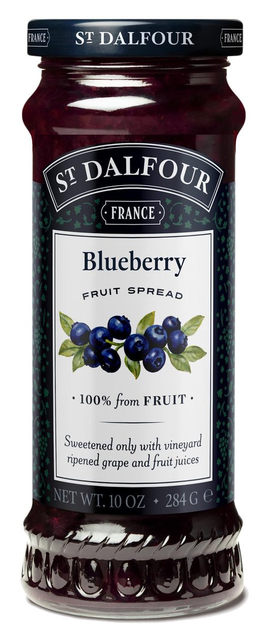 St Dalfour Blueberry Fruit Spread 284 g | No Added Sugar | 100% from Fruit | No Added Preservatives, Colours, Flavors or Sweeteners | No Corn Syrup | Traditional French Recipe