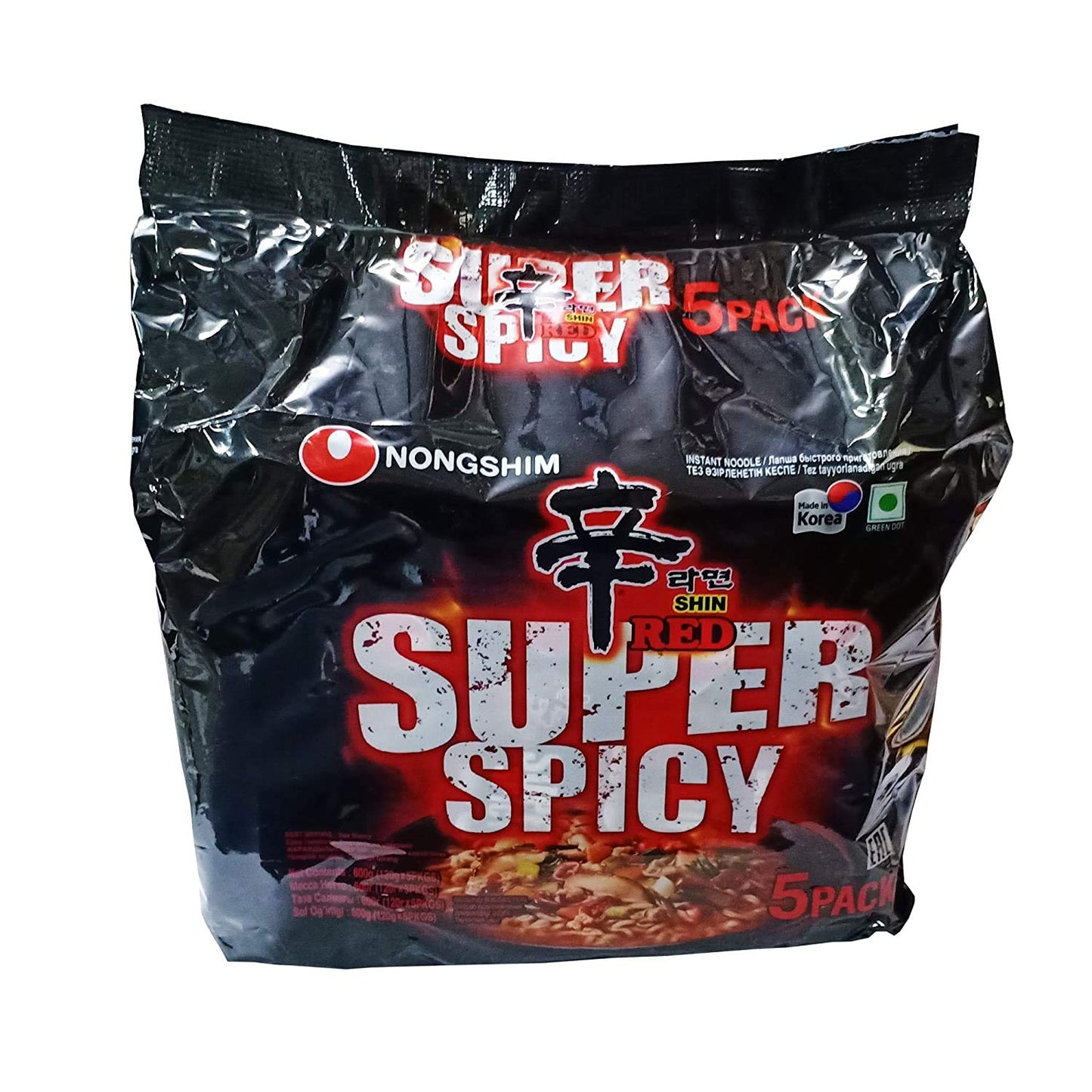 Nongshim Red Super Spicy Instant Noodles, 4.23 oz â„® 120 g, 5 Pack - "Nongshim Red Super Spicy - 5 Pack, 120g Each of Fiery Instant Noodles!"