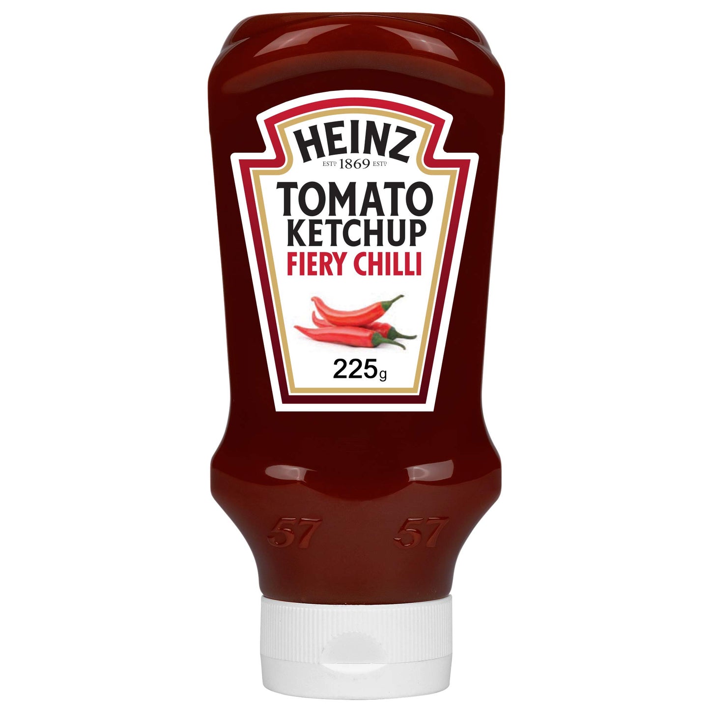 Heinz Tomato Ketchup Fiery Chilli, 255g - Tomato ketchup with a spicy chili flavor.