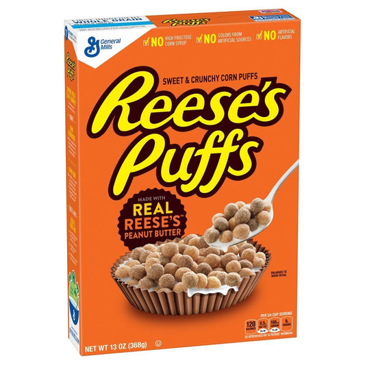 General Mills Reese's Puffs Cereal (Multicolour, 368g) - Experience the delightful blend of chocolate and peanut butter flavors in Reese's Puffs cereal