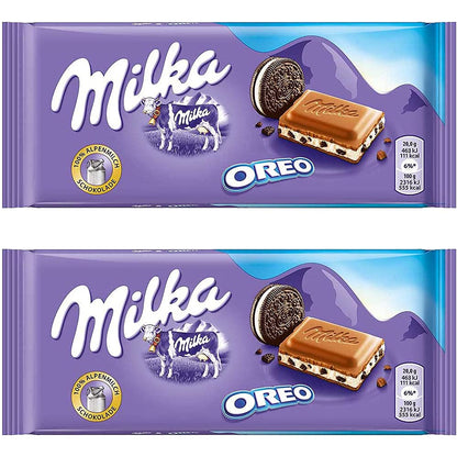 Milka Oreo Milk Chocolate Bar Pouch, 2 X 100 Grams - "Double Oreo Milk!"