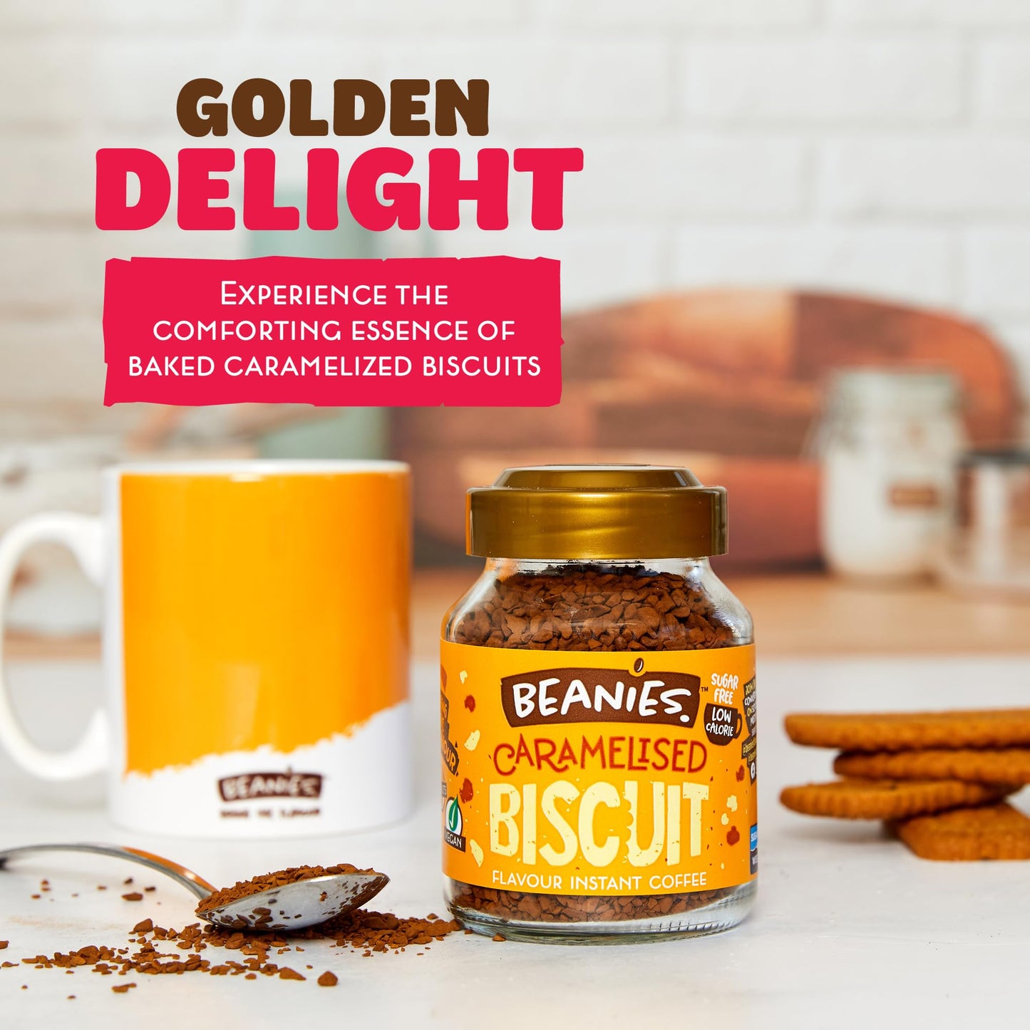 Beanies | Instant Flavored Coffee | Caramelized Biscuit | Low Calorie, Sugar Free | 50 g | Pack of 1 - Biscuit bliss in every sip