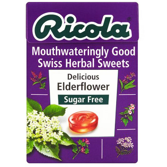 Ricola Cough Lozenges Sugar-Free Refreshment Swiss Herbal Candies - Delicious Elderflower,45g (Pack Of 3) - Elderflower Trio!