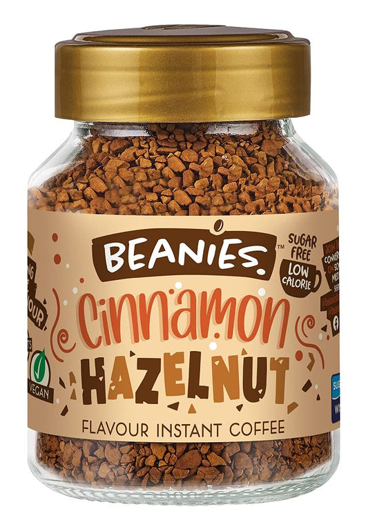 Beanies | Instant Flavoured Coffee | Cinnamon Hazelnut | Low Calorie, Sugar Free | 50 g | Pack of 1 - Cinnamon nutty goodness