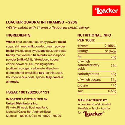 Loacker Italian Tiramisu Wafer, 220g