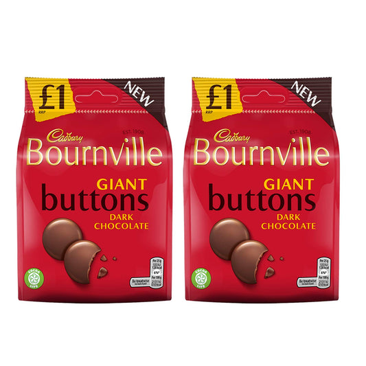 Cadbury Bournville Dark Chocolate Giant Buttons, 2 x 95g - Giant dark buttons