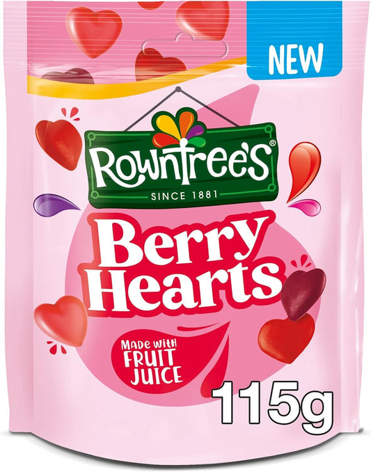 Rowntreeâ€™s Berry Hearts With Fruit Juice Candy Sharing Bag 115g - Berry Heart Candy!