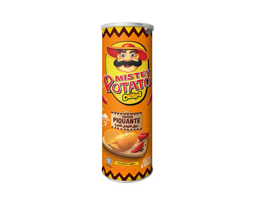 Mister Potato Hot and Spicy Flavour Potato Crisps, 3.53 oz ℮ 100 g - "Hot & Spicy Crunch!"