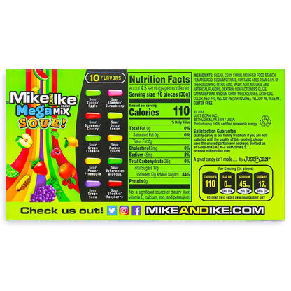 Mike and Ike Mega Mix SOUR! Chewy Candy, 5 ounce Theater Box, 1 count - "SOUR! Mega Fun!"