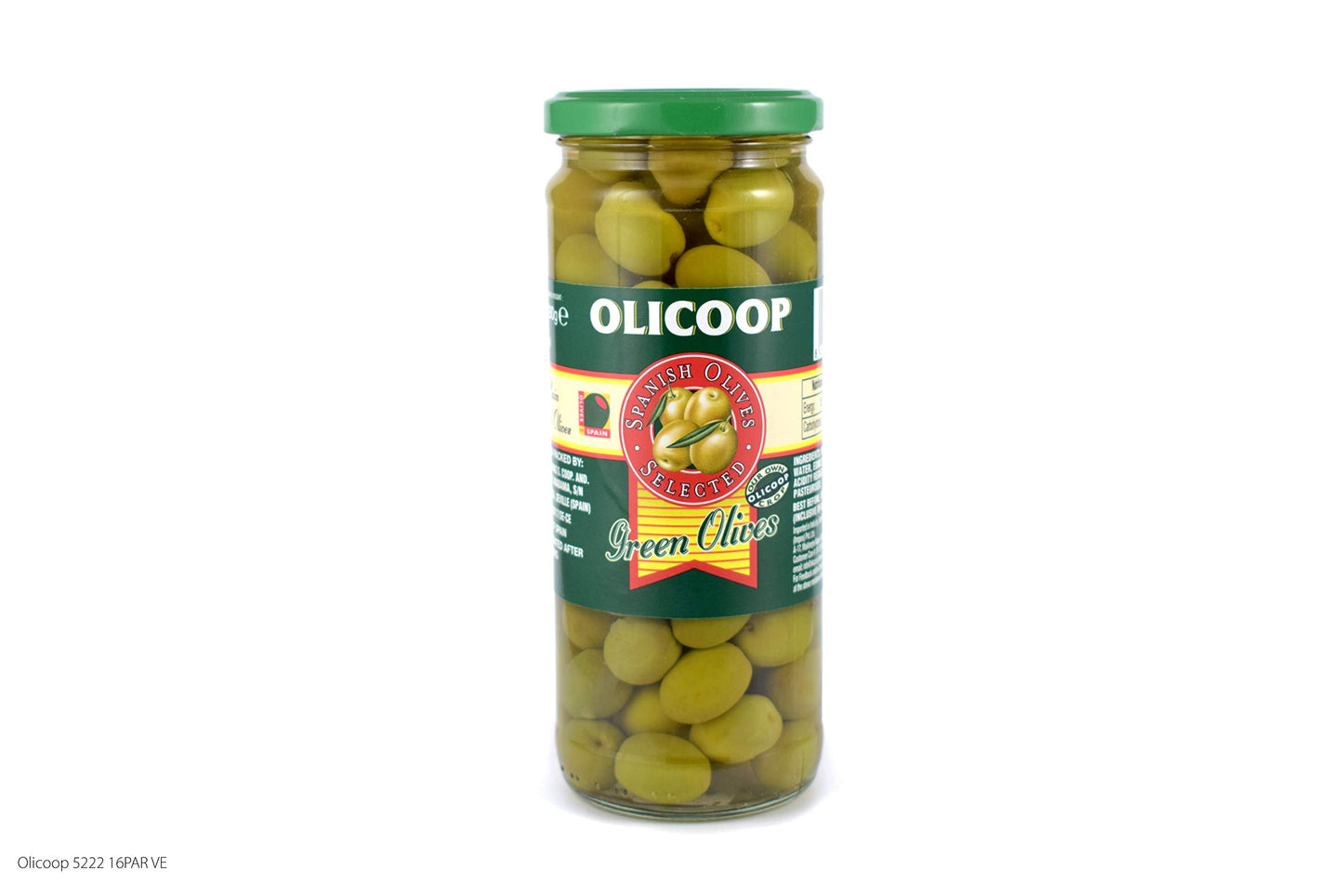 Olicoop Green Whole Olive, 450g, Produced in Spain - "Authentic Spanish whole olives!"