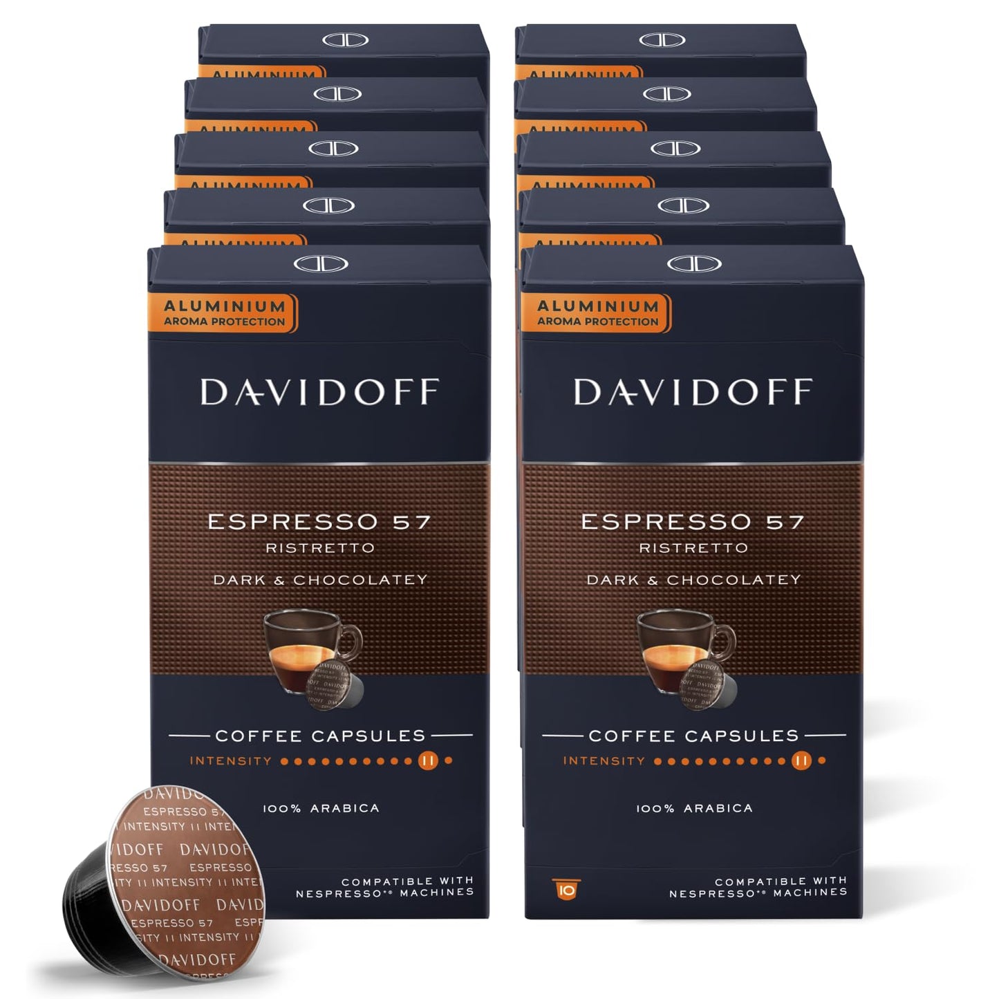 Davidoff Elegance Espresso 57 Gentle Roast Coffee Pods, 55g, Pack of 10 - Elegant excellence!