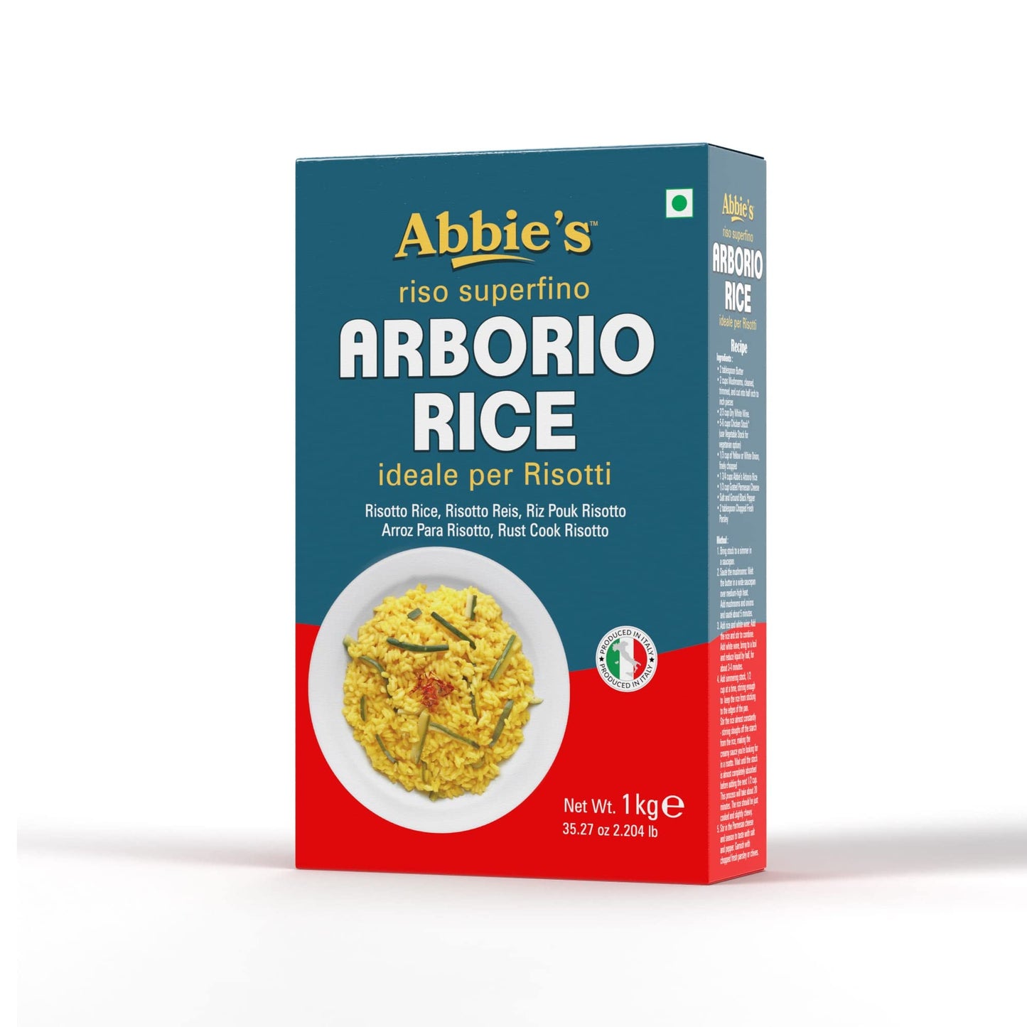 Abbie's Italian Arborio Rice, Produced In Italy, 1kg Vacuum Packed - Perfect Rice for Risotto - Italian Culinary Perfection!