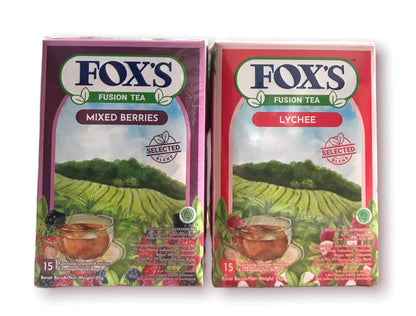 Fox's Fusion Mixed Berrie And Lychee Flavoured Black Tea 15 Enveloped Tea Bags In Each Box 25g Each - Mixed berry and lychee tea!