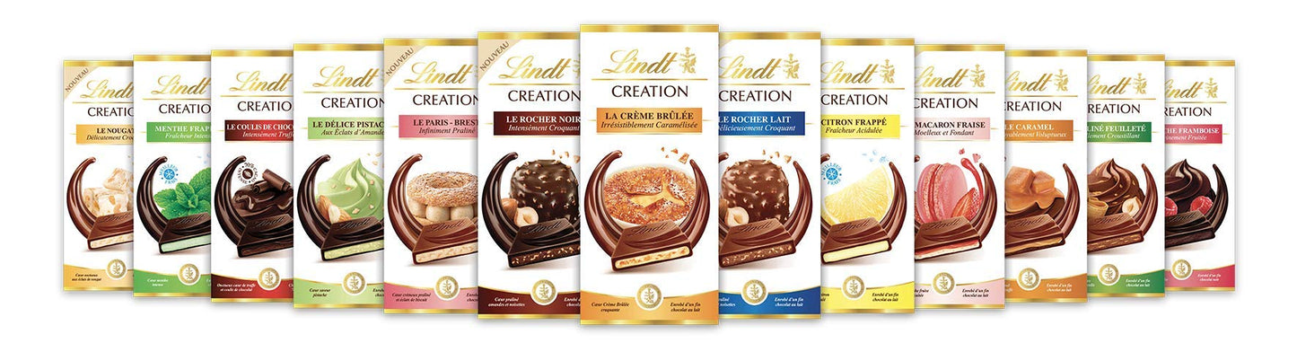 Lindt Creation gianduja nougatine délicieusement croquant (gianduja Deliciously Crunchy nougatine Chocolate Bar) 150g - "Crunchy Gianduja Delight!"