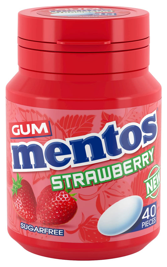 Mentos Sugar-Free Chewing Gum, Strawberry, 40 pieces inside - "Sweet Strawberry Chews!"