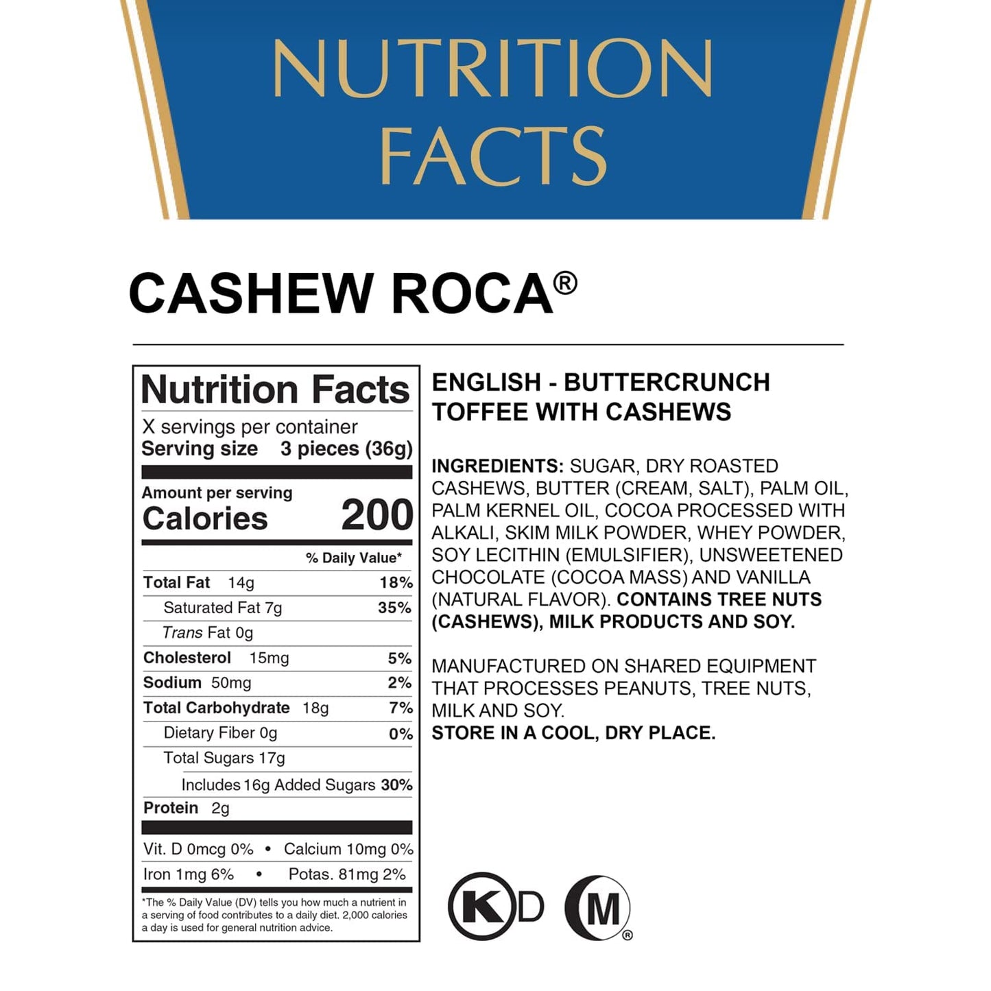 Brown & Haley Cashew Roca Buttercrunch Toffee with Cashews 284g - Nutty toffee treat