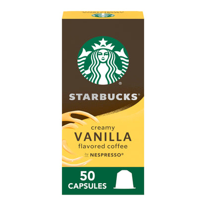 Starbucks by Nespresso Original Line Vanilla Flavored Coffee (50 - count single serve capsules, compatible with Nespresso Original Line System) Naturally Flavored