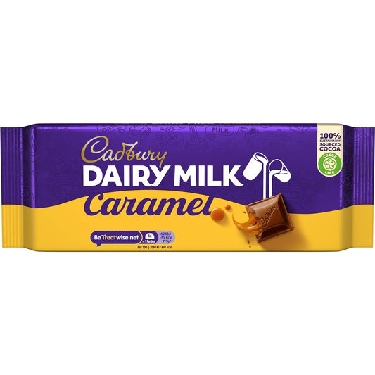 Cadbury Dairy Milk Caramel 180g - Velvety Milk Chocolate with Irresistible Caramel Filling