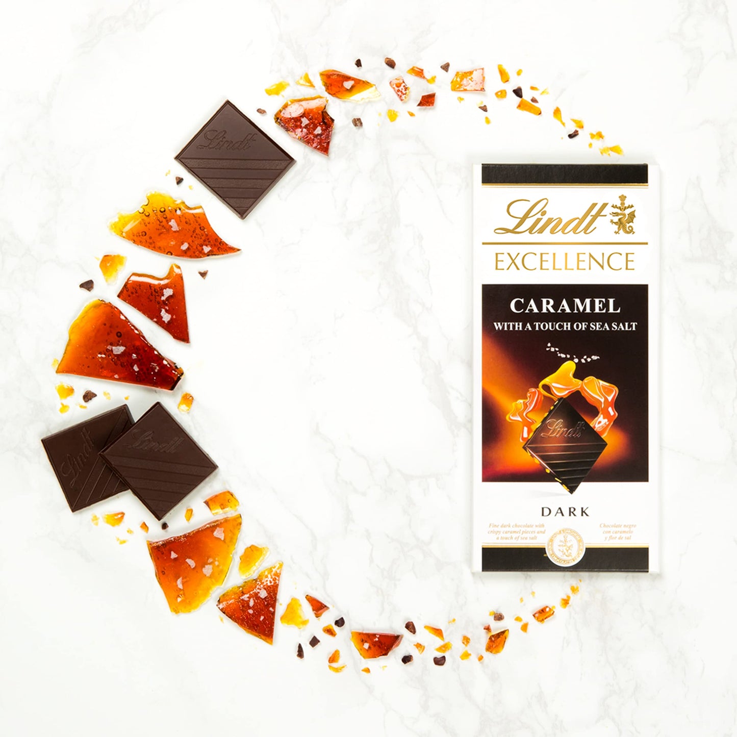 Lindt Excellence Dark Chocolate, Caramel, 100g