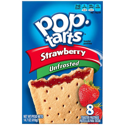 Pop Tarts Unfrosted Strawberry, 2 x 384 g - "Double the unfrosted strawberry delight!"