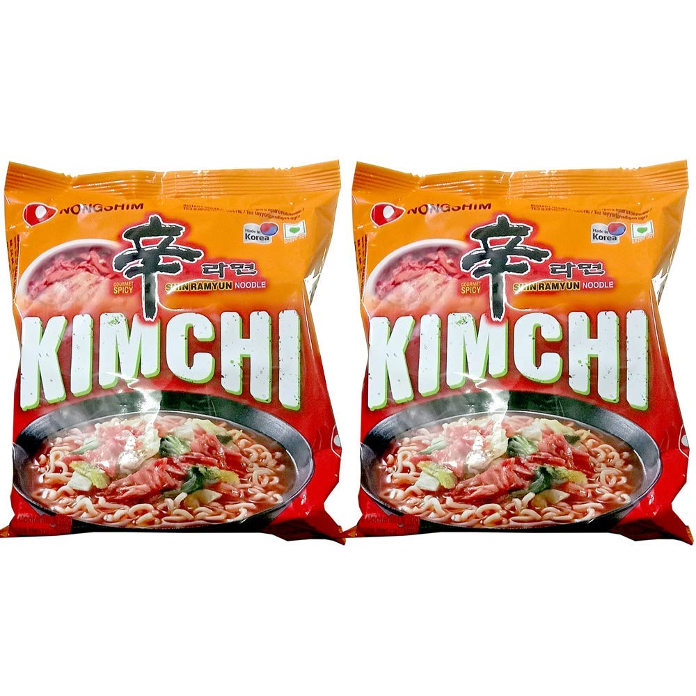 Nongshim Nong Shim Kimchi Ramyun Noodle, 120gm (Pack of 2) - "Nongshim Kimchi Ramyun - 2 Pack, 120g Each of Spicy Kimchi Noodle Fun!"