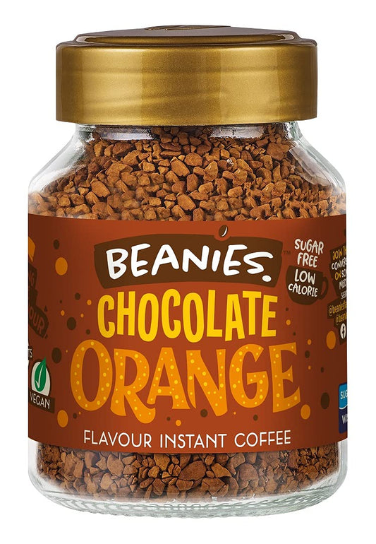 Beanies | Instant Flavored Coffee | Chocolate Orange | Low Calorie, Sugar Free | 50 g | Pack of 1 - Zesty chocolate indulgence