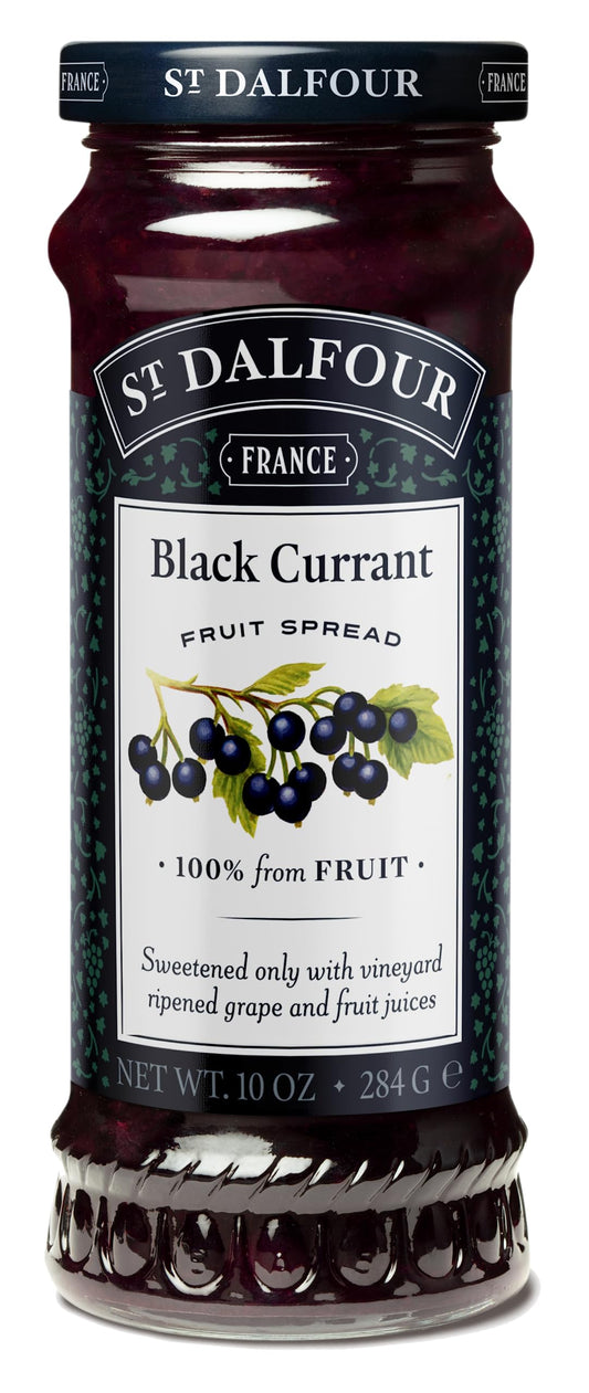 St Dalfour Black Currant Fruit Spread 284 g | No Added Sugar | 100% from Fruit | No Added Preservatives, Colours, Flavors or Sweeteners | No Corn Syrup | Traditional French Recipe