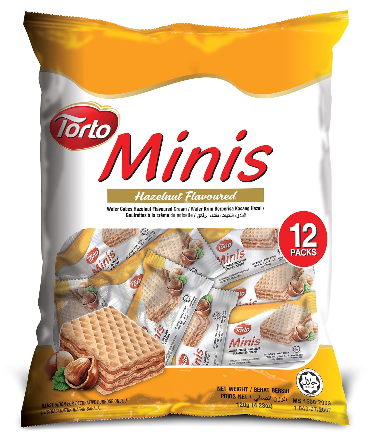 Torto Minis Wafer Cubes Hazelnut Flavoured 120gm.(Pack Of 2).