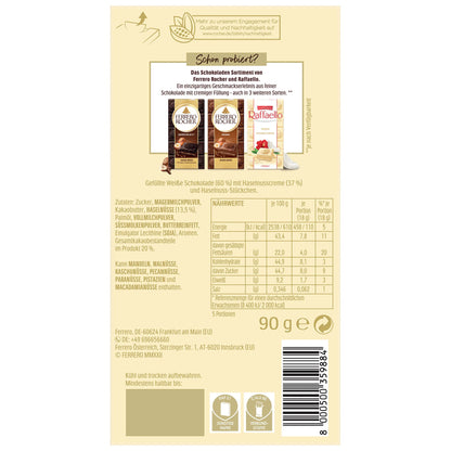 Ferrero Rocher Chocolate Rocher White Chocolate With Hazelnut Bar 90g - White chocolate hazelnut delight!