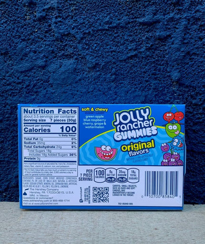 JOLLY RANCHER Gummies Original Fruit Flavored Candy Boxes, 99g - Grape, Cherry & Green Apple! - Savor the original fruit flavors of JOLLY RANCHER Gummies, 99g boxes of grape, cherry, and green apple.