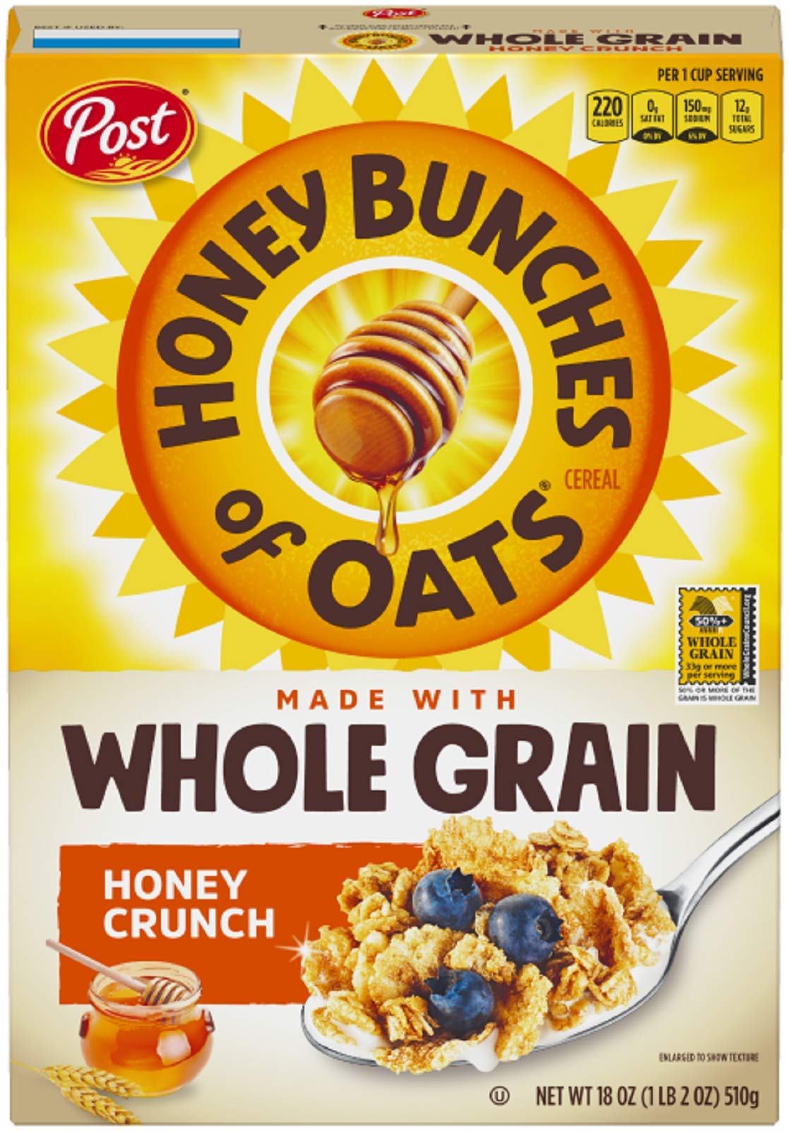 Post Honey Bunches of Oats Whole Grain Honey Crunch, 18 oz. - Whole grain honey crunch goodness!