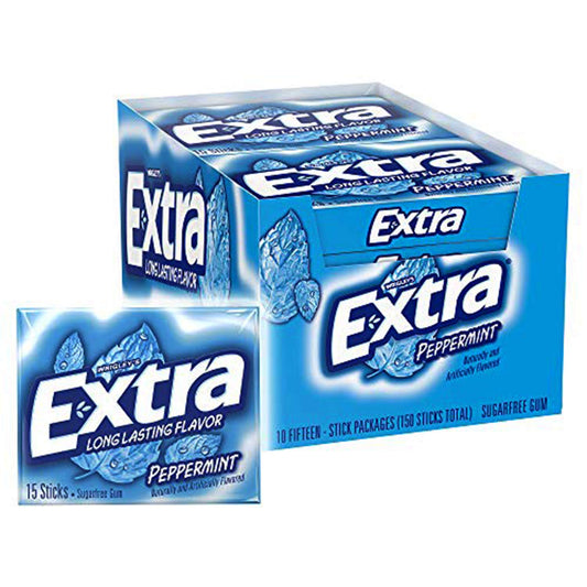 Wrigley's Extra Long Lasting Flavour Peppermint - Box of 10, 400g Total - Keep Freshness Stocked!