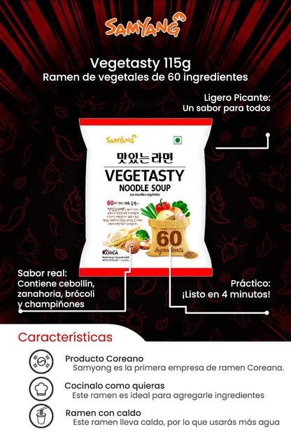 SAMYANG Vegetasty Noodles - (115G*5Pack) Pouch, 575 G, Vegetarian