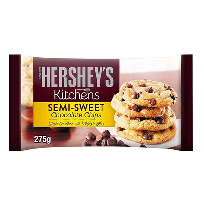 Hershey's Kitchens Semi-Sweet Chocolate Chips, 275 g, Dark Brown & White (210002) - Semi-sweet chocolate chips, 275g bag.