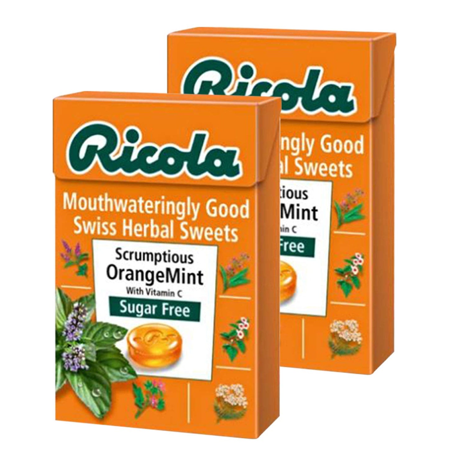 Ricola Scrumptious Orange Mint Sugar Free Candy - 2 Pack, 2 x 45 g - Orange Mint Duo!