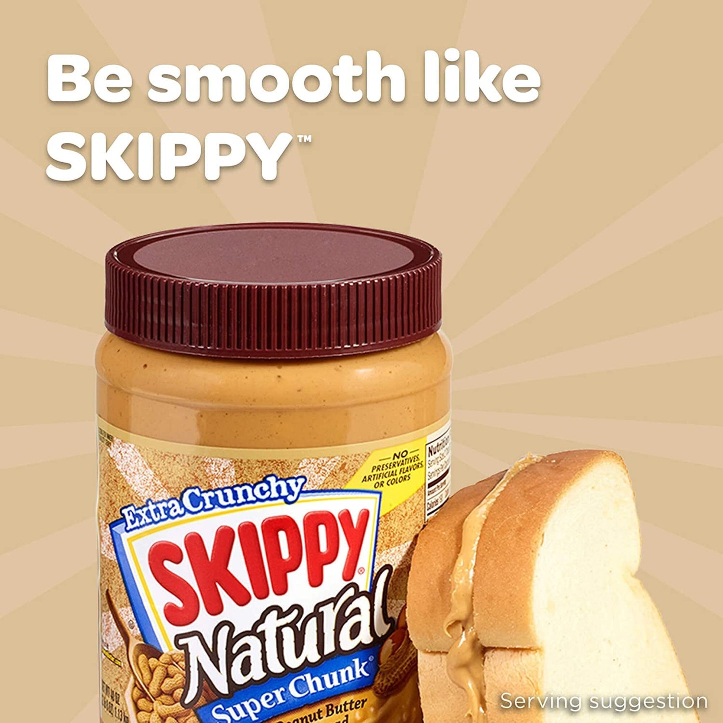 Skippy Natural Extra Crunchy Super Chunk Peanut Butter Spread, 425g