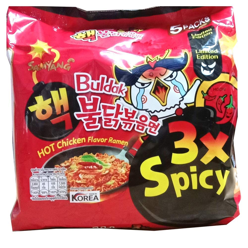 Samyang Hot Chicken Flavor Ramen Buldak 3X Spicy Instant Noodles (140 gram, Pack of 1)