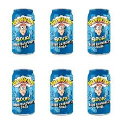 WareHeads Sour Blue Raspberry Soda 355ml (Pack of 6 Cans X 355ml Each)