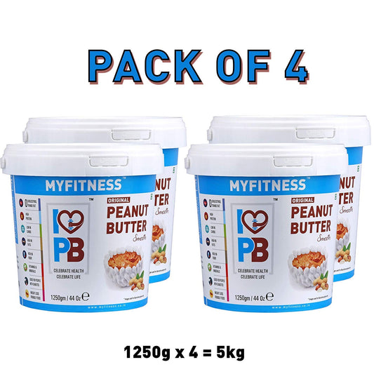 MYFITNESS Original Peanut Butter Smooth 1250g (Pack of 4) - "Smooth PB Family Pack!"