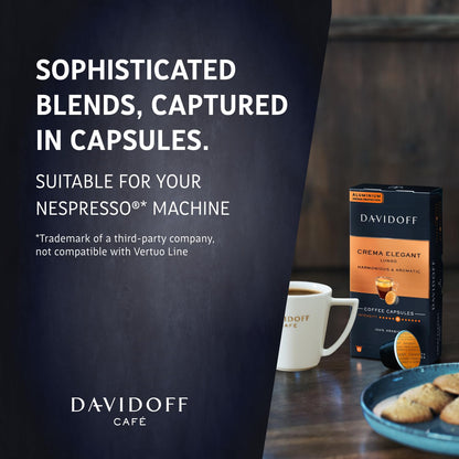 DAVIDOFF Crema Elegant Capsules - 6/12 Intensity - 10 x Capsules - 55 g Pack of 2 - Double crema delight!