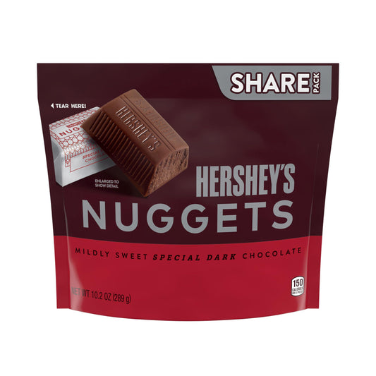 HERSHEY'S Nuggets Special Dark Mildly Sweet Chocolate 289g - Mildly sweet dark chocolate nuggets, 289g of smooth and satisfying chocolate.