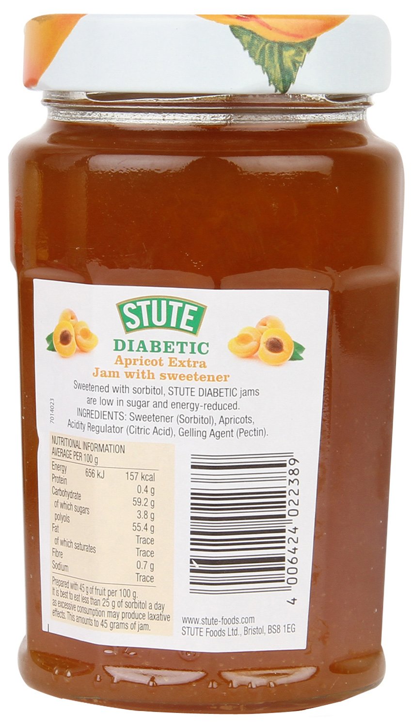 Stute Apricot Extra Jam • No Sugar Added, 15.17 oz / 430 g