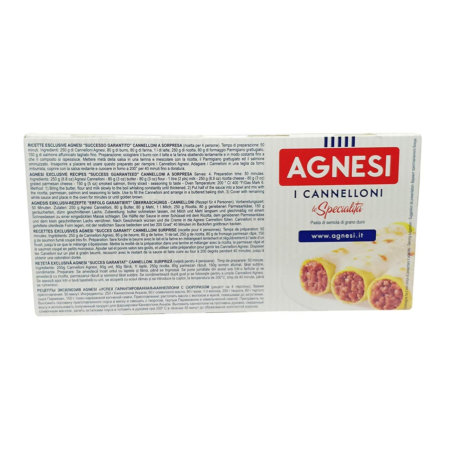 Agnesi Cannelloni Pasta, 250g, Pack of 1 - Perfect Pasta for Stuffing!