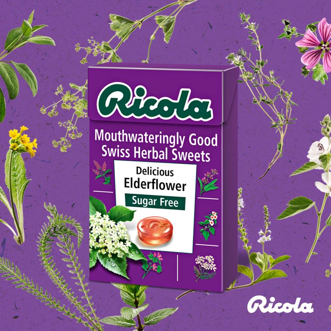 Ricola Cough Lozenges Sugar-Free Refreshment Swiss Herbal Candies - Delicious Elderflower, 1.59 oz â„® 45 g - Elderflower Refreshment!