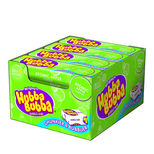 Hubba Bubba Chunky and Bubbly Bubble Gum Apple Flavour, 20 X 35 g - Twenty packs of apple-flavored bubble gum, 35g each.