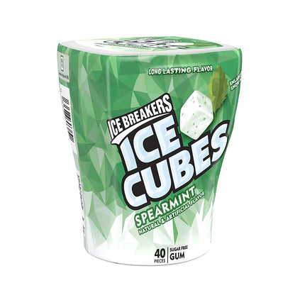 Ice Breakers Spearmint Flavour Imported (Ice Cubes Sugar Free Gum with Xylitol), 120g - Spearmint gum cubes with xylitol, sugar-free, 120g.