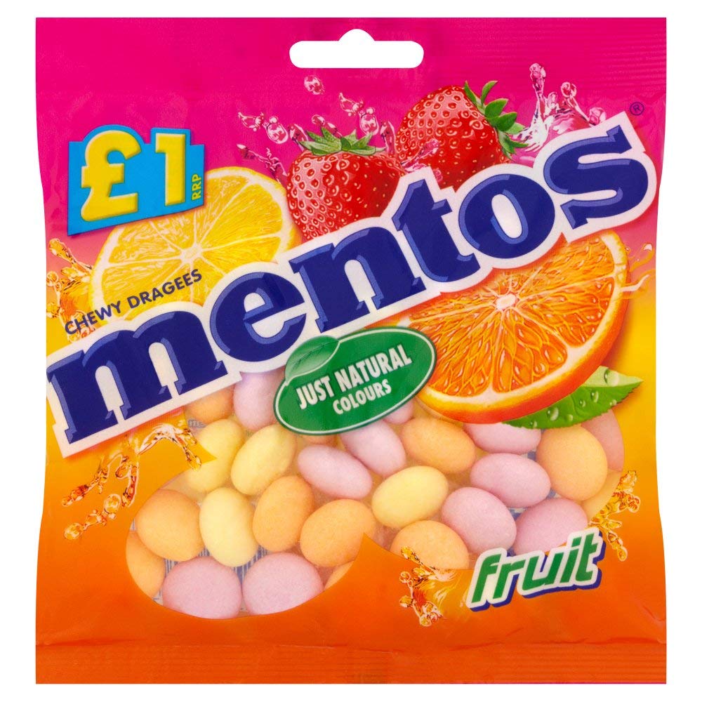 Mentos Chewy Dragees Fruit Flavor Packet, 135g - "Fruit Flavor Chewy Mentos!"