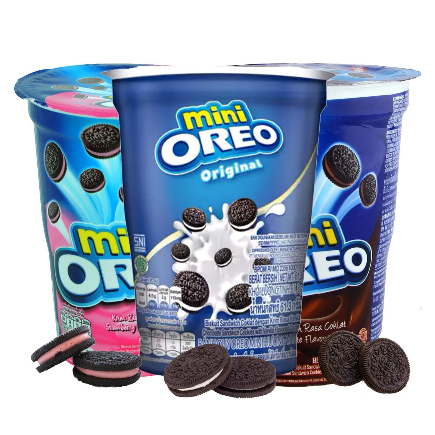 MINI Oreo Vanilla, Chocolate, Strawberry Flavoured Cream Pouch, 3 X 61 G,185 Grams - "Mini Oreo Flavor Fun!"