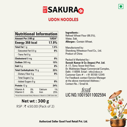 Sakura Udon Noodles, Pack Of 2, Vegetarian, 300 grams