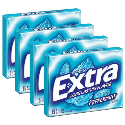 Extra Long Lasting Flavour Peppermint Sugarfree Gum - 15 Sticks - 4 Pack, 4 x 40 g - Peppermint perfection!